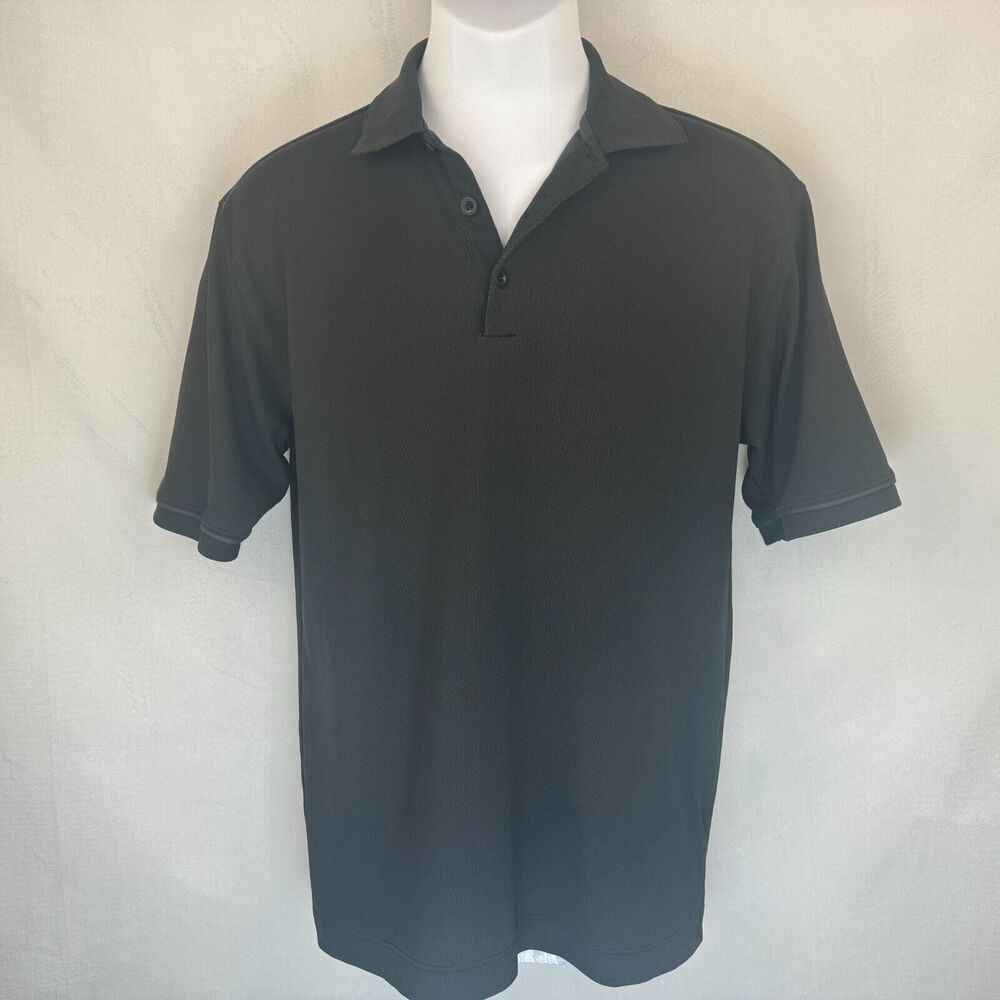 Nike Golf Dri Fit Men Polo Sz M Black and Gray Trim Short Sleeve Collared Top